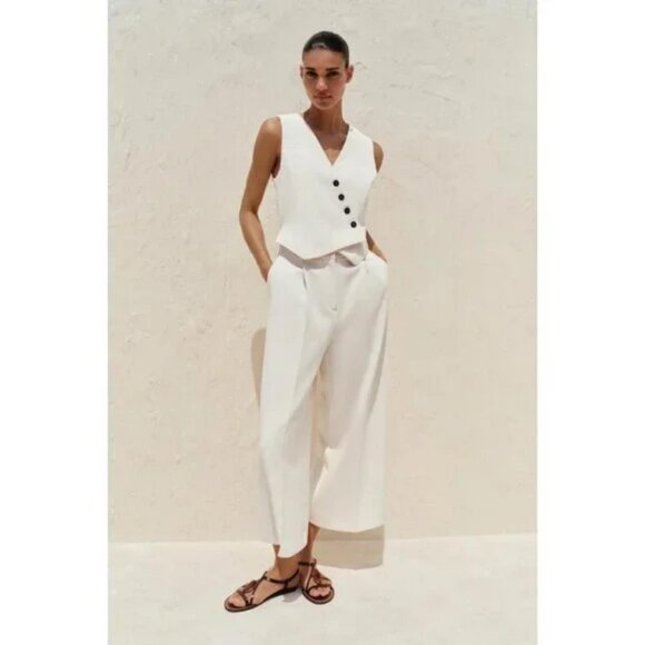 ZARA WIDE WAISTCOAT JUMPSUIT - Picture 3 of 10